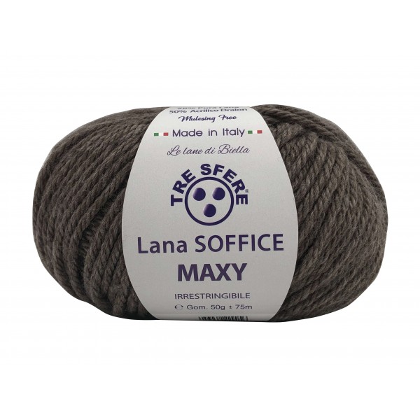 Gomitolo Lana Soffice Maxy Tre Sfere 50% lana 50% dralon lunghezza +- 75 mt. ferri o unc.6/7