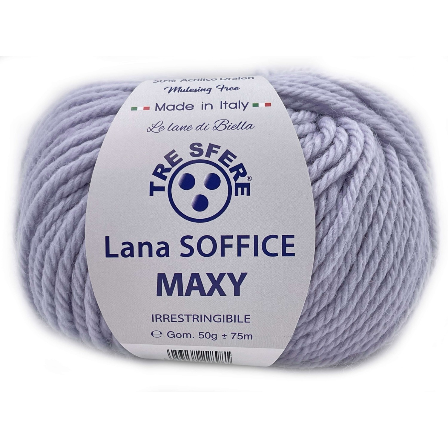Gomitolo Lana Soffice Maxy Tre Sfere 50% lana 50% dralon lunghezza +- 75 mt. ferri o unc.6/7