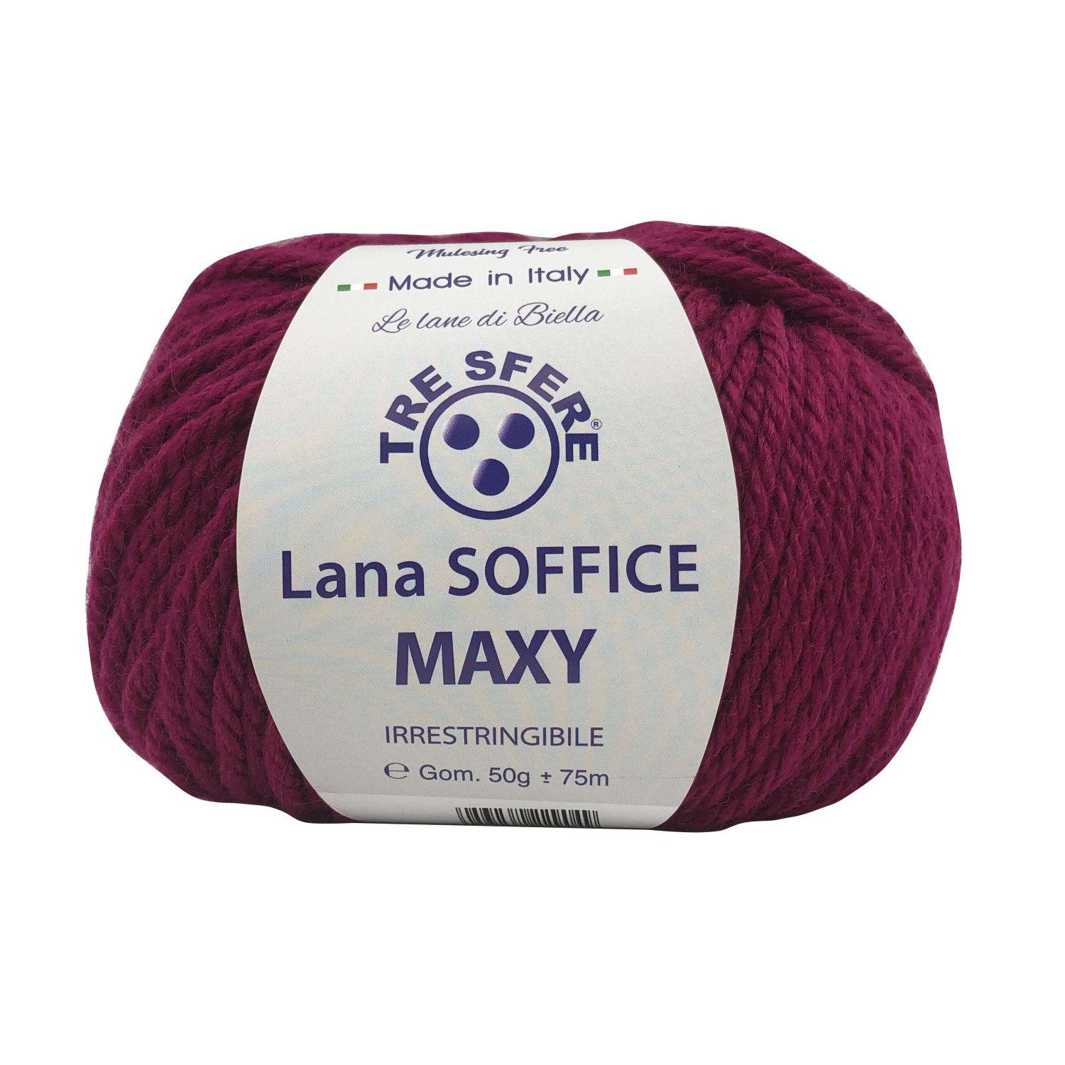 Gomitolo Lana Soffice Maxy Tre Sfere 50% lana 50% dralon lunghezza +- 75 mt. ferri o unc.6/7