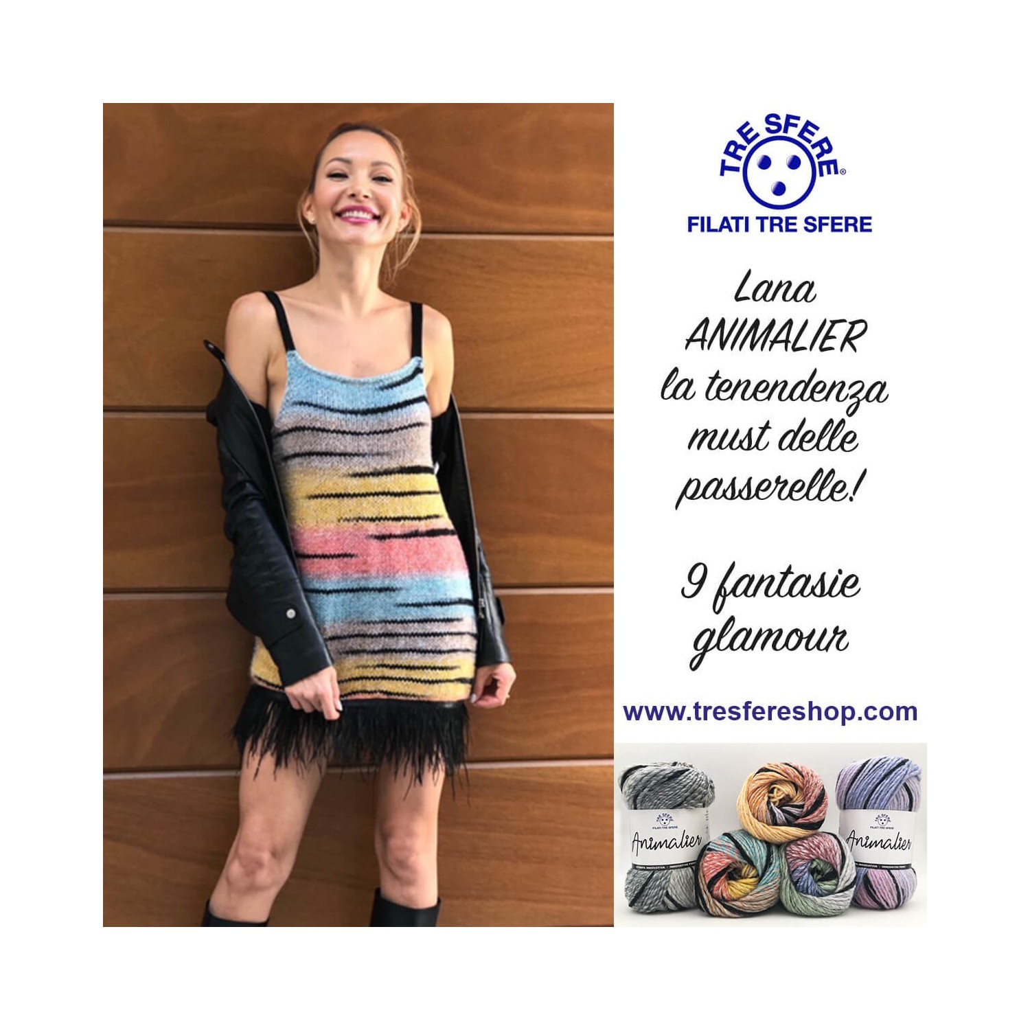 Novità moda lana Animalier 100 gr. 190 mt. ferri o uncinetto 4,5/5 Tre Sfere 100% acrilico Premium morbidissimo