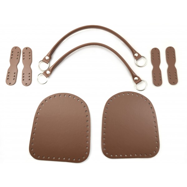 Set per borsa ecopelle a bauletto manici 40 cm. più anelli, fianchi 18x20 cm.