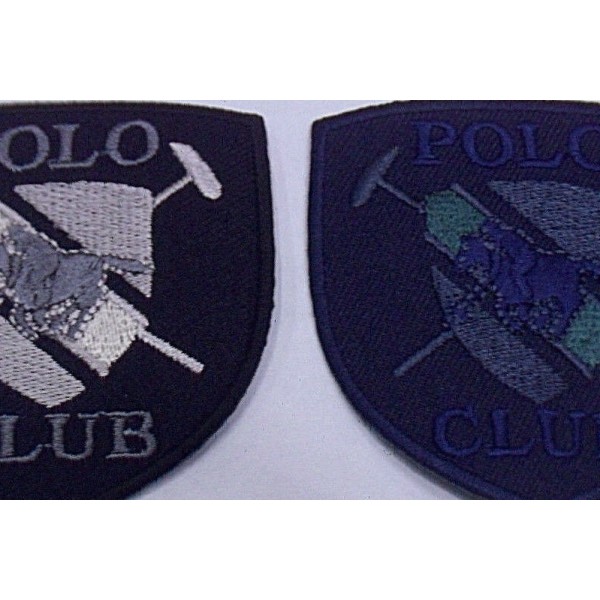 TOPPA PATCH APPLICAZIONE IN TESSUTO RICAMO POLO CLUB TERMO O CUCIRE VARIE DIMENS