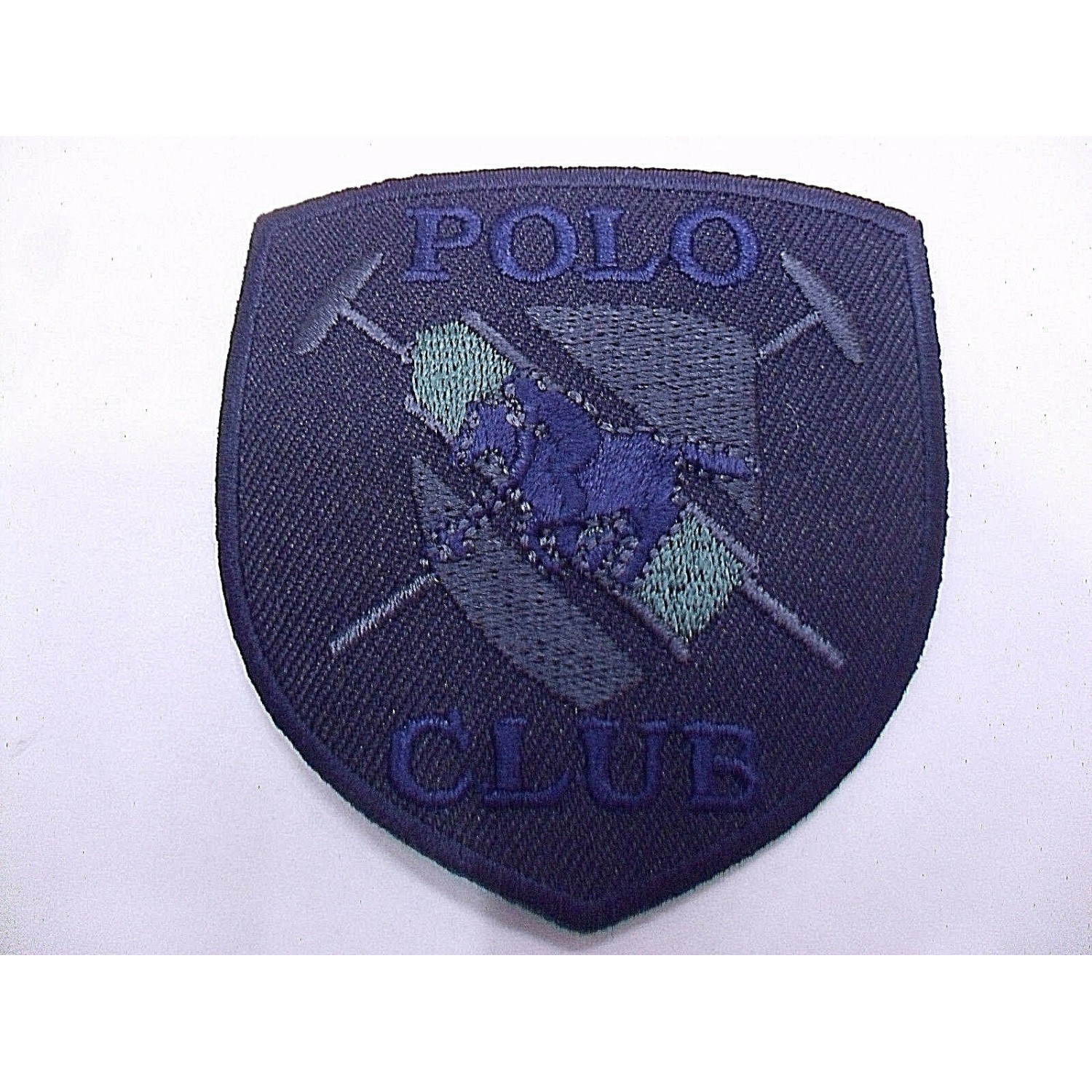 TOPPA PATCH APPLICAZIONE IN TESSUTO RICAMO POLO CLUB TERMO O CUCIRE VARIE DIMENS