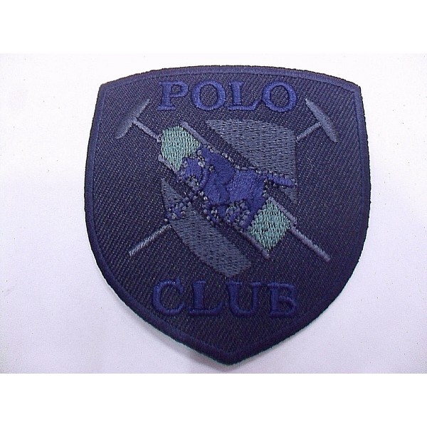 TOPPA PATCH APPLICAZIONE IN TESSUTO RICAMO POLO CLUB TERMO O CUCIRE VARIE DIMENS