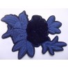 TOPPA PATCH APPLICAZIONE FIORE RICAMO VELLUTO SU ECOPELLE SC.TERMO DIM. 9X14 cm.