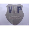 TOPPA PATCH APPLICAZION RICAMO "VIP MOTORS" TERMOADESIVA O DA CUCIRE 5,7X6,8 cm.