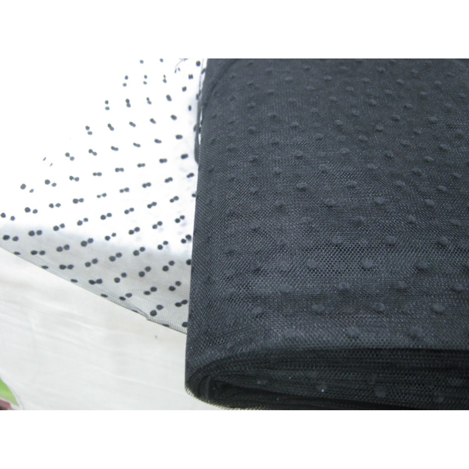 TESSUTO TULLE FLOCCATO A POIS (peso gr. 21 mtl.) ALTEZZA 150 cm. 1 METRO