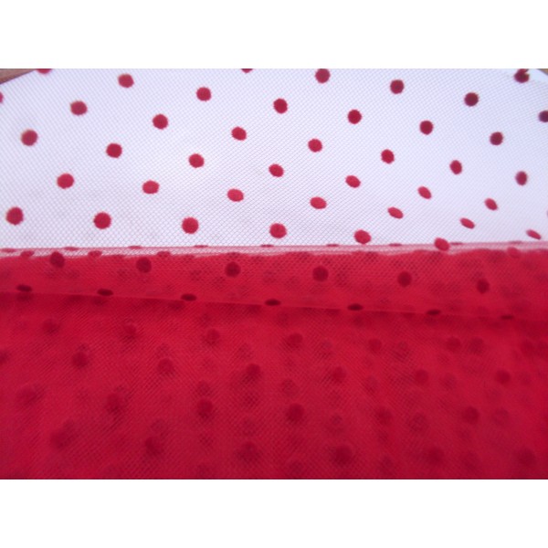 TESSUTO TULLE FLOCCATO A POIS (peso gr. 21 mtl.) ALTEZZA 150 cm. 1 METRO