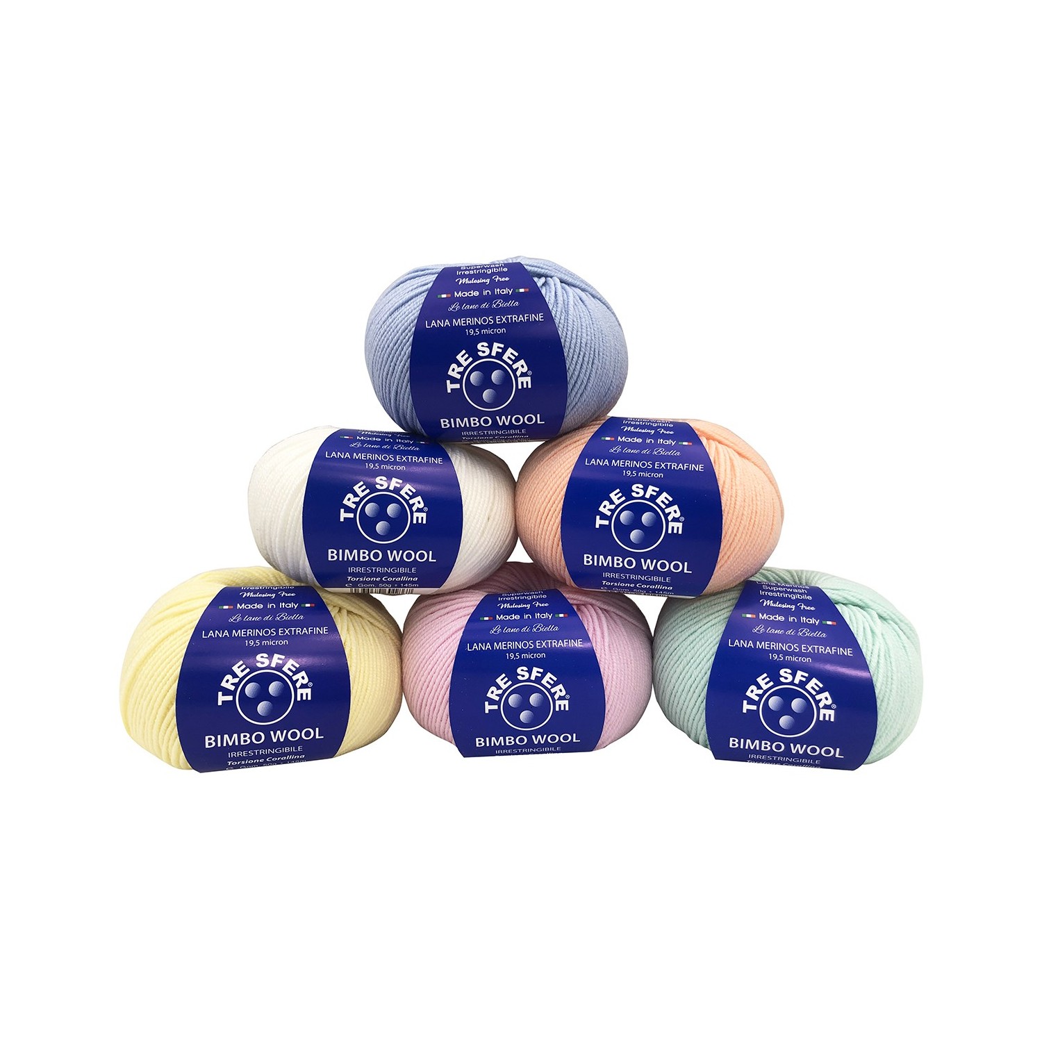 Gomitolo di pura lana merinos extrafine Bimbo Wool da 50 gr. +- 145 mt. della Tre Sfere