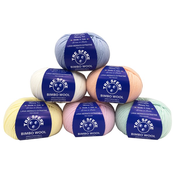 Gomitolo di pura lana merinos extrafine Bimbo Wool da 50 gr. +- 145 mt. della Tre Sfere