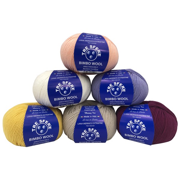 Gomitolo di pura lana merinos extrafine Bimbo Wool da 50 gr. +- 145 mt. della Tre Sfere