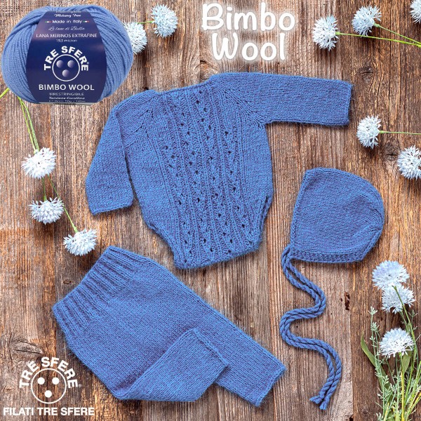 Gomitolo di pura lana merinos extrafine Bimbo Wool da 50 gr. +- 145 mt. della Tre Sfere