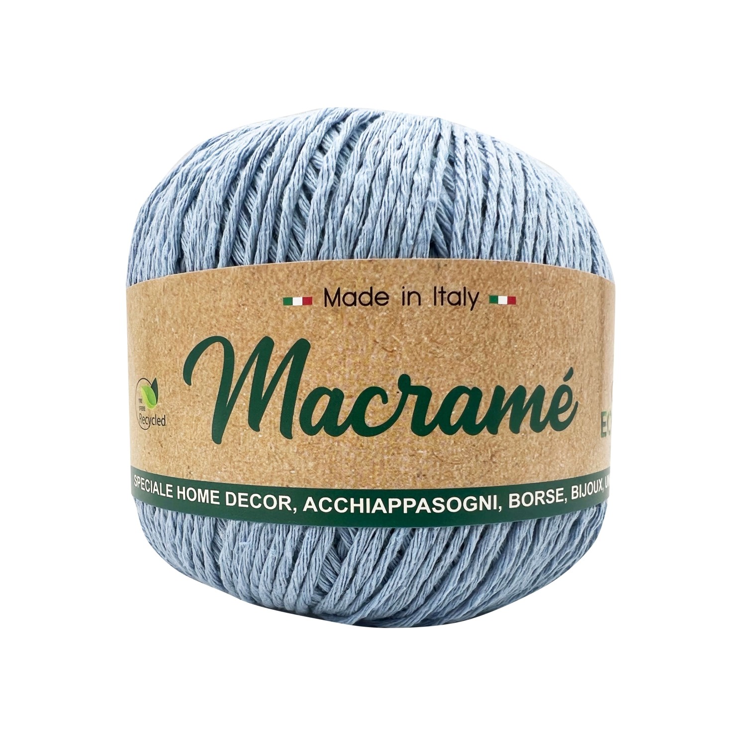 Gomitolo cordoncino da 150 gr. 200 mt. Macrame Barbante 80% cotone 20% poliestere interamente riciclato oeko-tex®