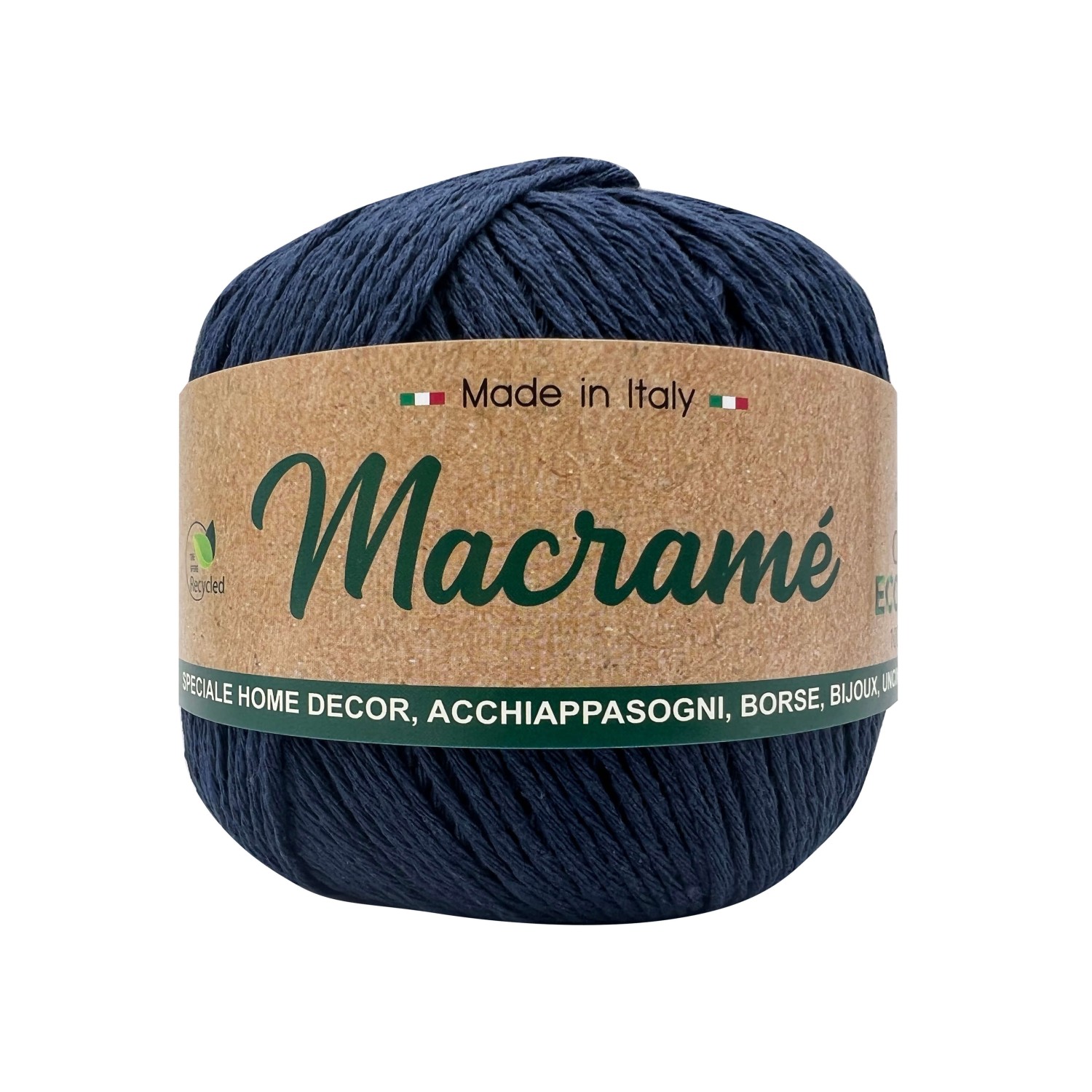Gomitolo cordoncino da 150 gr. 200 mt. Macrame Barbante 80% cotone 20% poliestere interamente riciclato oeko-tex®