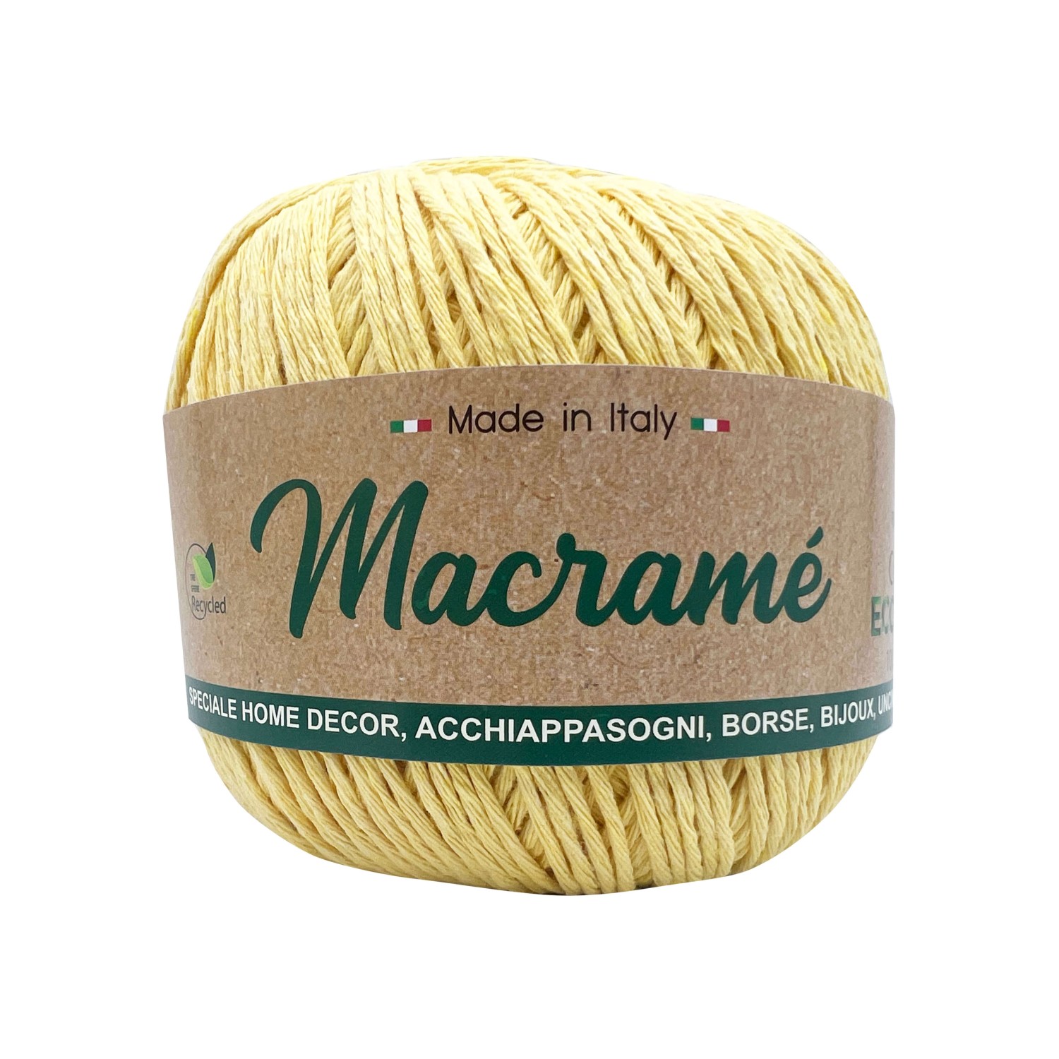 Gomitolo cordoncino da 150 gr. 200 mt. Macrame Barbante 80% cotone 20% poliestere interamente riciclato oeko-tex®