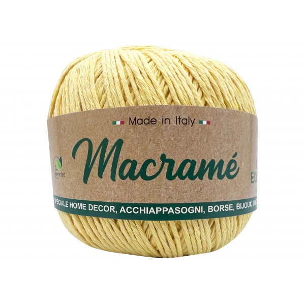 Gomitolo cordoncino da 150 gr. 200 mt. Macrame Barbante 80% cotone 20% poliestere interamente riciclato oeko-tex®