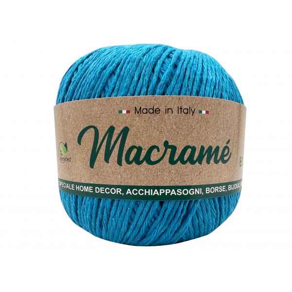 Gomitolo cordoncino da 150 gr. 200 mt. Macrame Barbante 80% cotone 20% poliestere interamente riciclato oeko-tex®