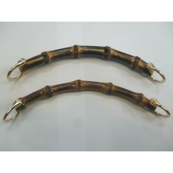 Coppia di manici per borsa in Bamboo con anelli in metallo larghezza 16,5 cm.