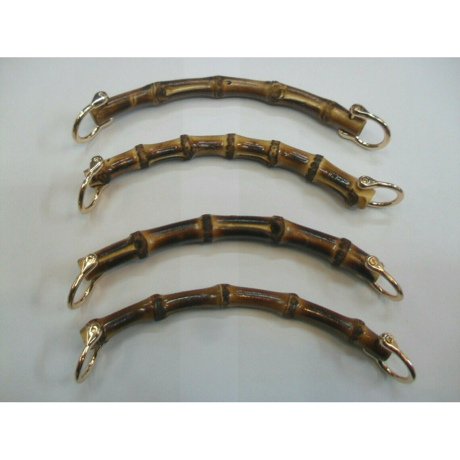 Coppia di manici per borsa in Bamboo con anelli in metallo larghezza 16,5  cm.