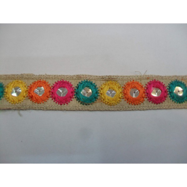 1 mt passamaneria gallone ricamato h. 2,4 cm. x decorazioni abbigliamento, borse e varie