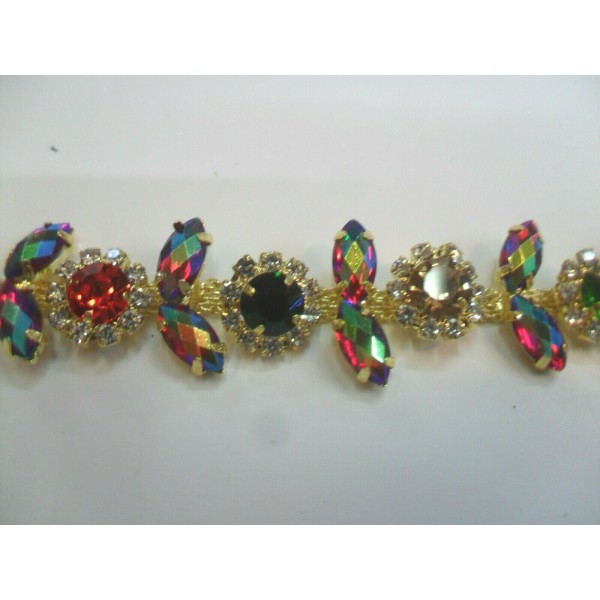 10 cm. passamaneria gioiello alta moda castonata altezza 2 cm. per decorazioni abbigliamento