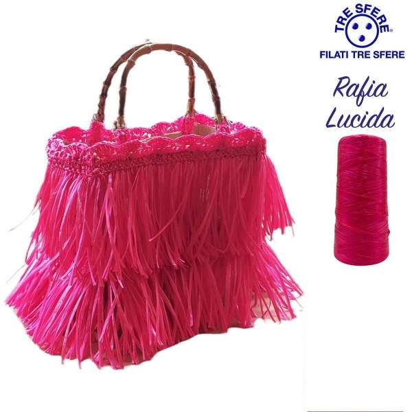 Rocca da 250 gr. Tre Sfere "rafia lucida" per decorazioni abbigliamento, borse, cappelli, frange e varie
