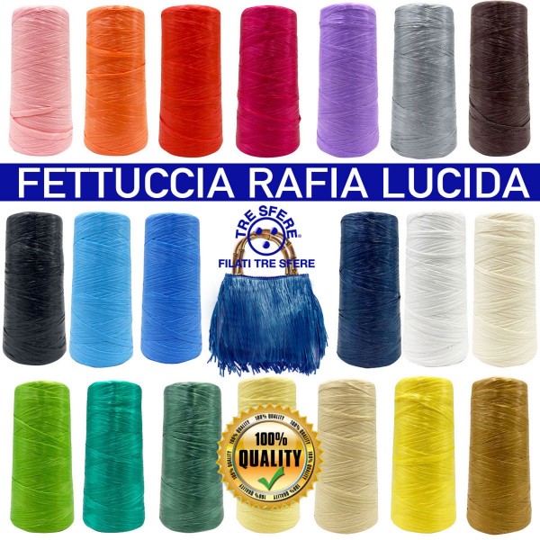 Rocca da 250 gr. Tre Sfere "rafia lucida" per decorazioni abbigliamento, borse, cappelli, frange e varie