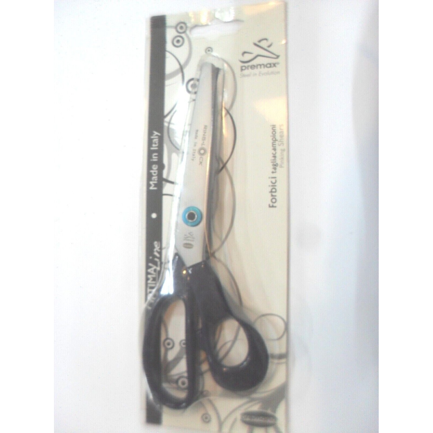 Forbice professionale zig zag taglia campioni 21,5 cm. Made in Italy Premax Ring Lock System®