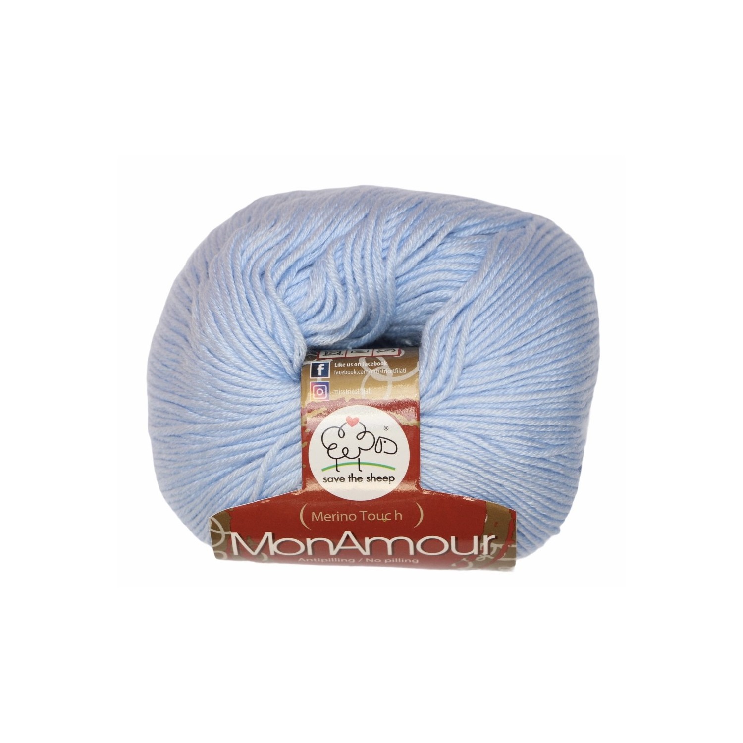 Gomitolo microfibra 100% (Merino Touch) MonAmour Miss Tricot Filati 50 gr. +- 135 mt.