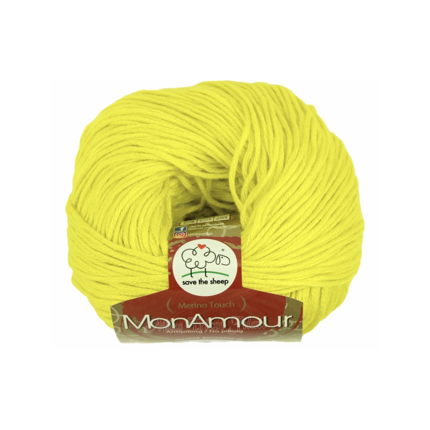 Gomitolo microfibra 100% (Merino Touch) MonAmour Miss Tricot Filati 50 gr. +- 135 mt.