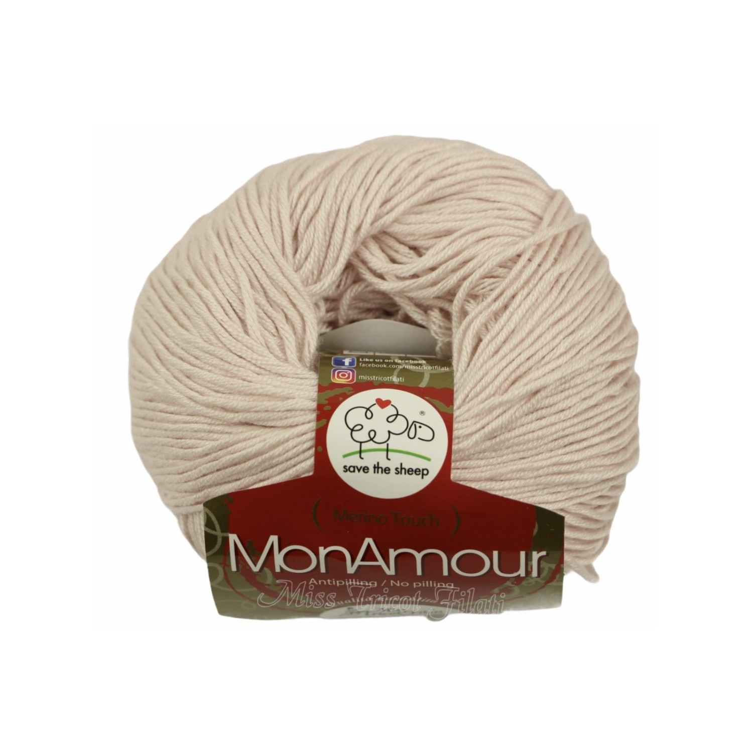 Gomitolo microfibra 100% (Merino Touch) MonAmour Miss Tricot Filati 50 gr. +- 135 mt.