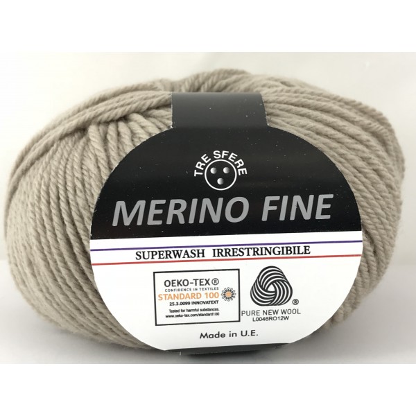 Gomitolo pura lana 100% merino fine Tre Sfere +- 125 mt. ferri o uncinetto 4/4,5