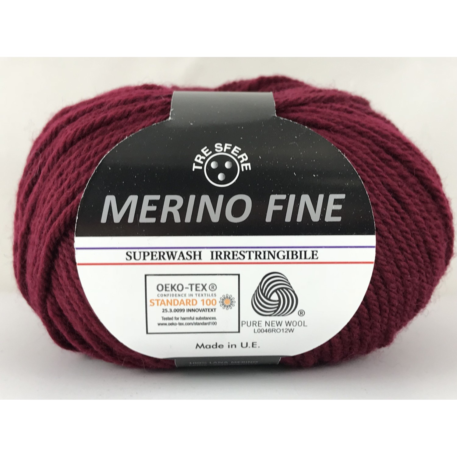 Gomitolo pura lana 100% merino fine Tre Sfere +- 125 mt. ferri o uncinetto 4/4,5