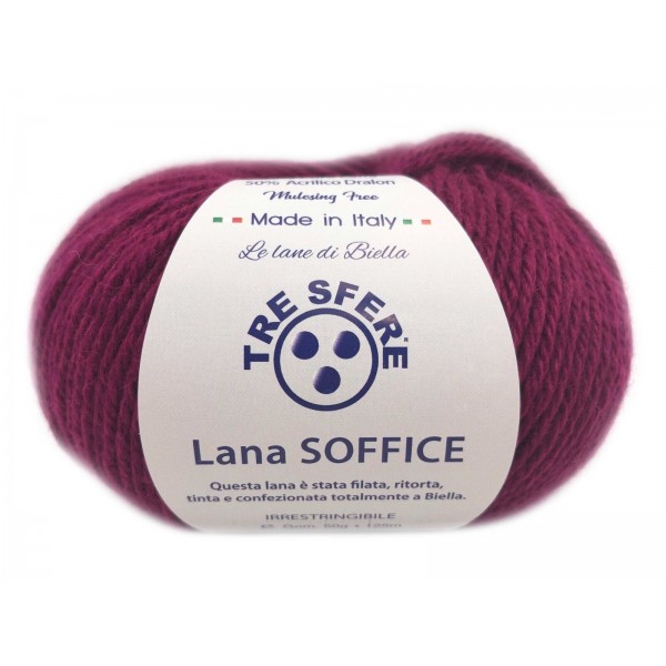 Gomitolo Lana Soffice Tre Sfere 50% Lana 50% Dralon +- 125 mt. ferri o unc. 4/5