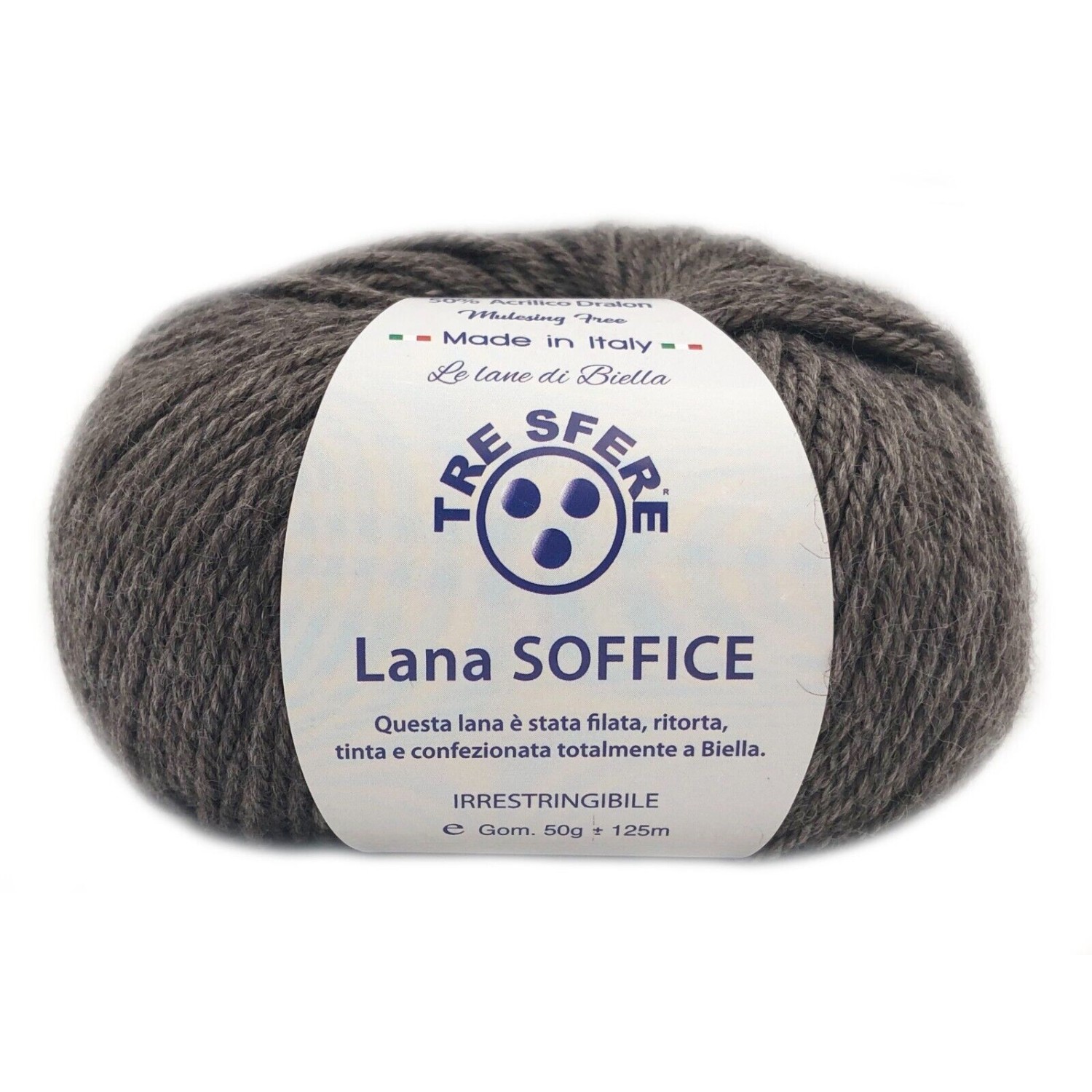 Gomitolo Lana Soffice Tre Sfere 50% Lana 50% Dralon +- 125 mt. ferri o unc. 4/5