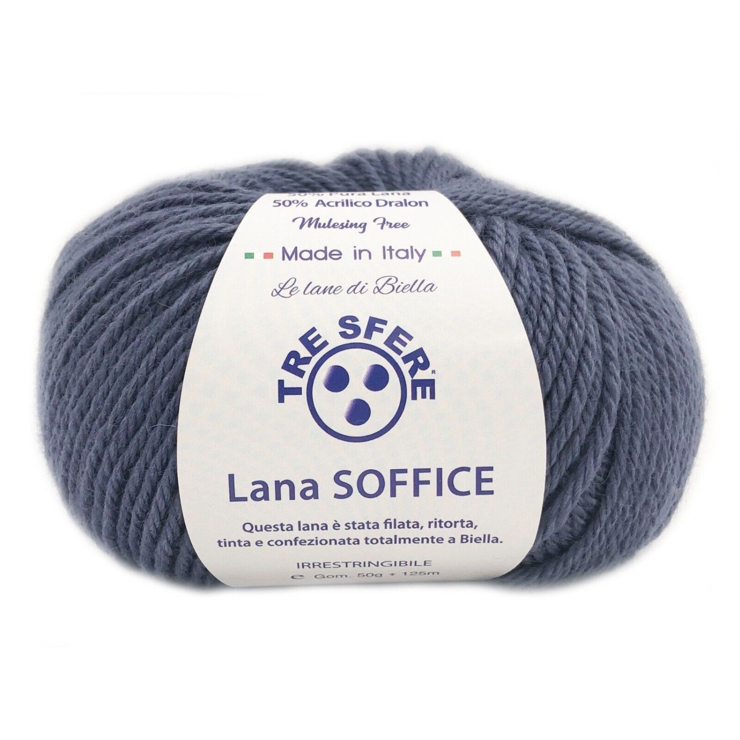 Gomitolo Lana Soffice Tre Sfere 50% Lana 50% Dralon +- 125 mt. ferri o unc. 4/5