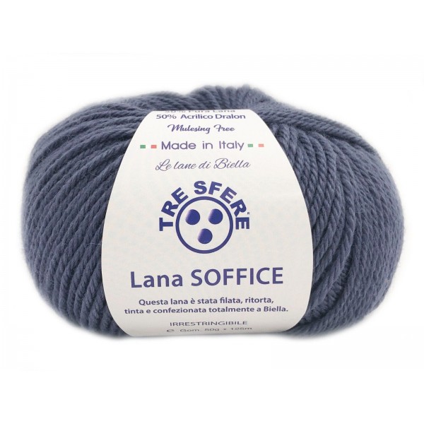 Gomitolo Lana Soffice Tre Sfere 50% Lana 50% Dralon +- 125 mt. ferri o unc. 4/5