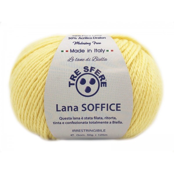 Gomitolo Lana Soffice Tre Sfere 50% Lana 50% Dralon +- 125 mt. ferri o unc. 4/5