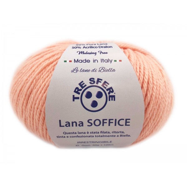 Gomitolo Lana Soffice Tre Sfere 50% Lana 50% Dralon +- 125 mt. ferri o unc. 4/5