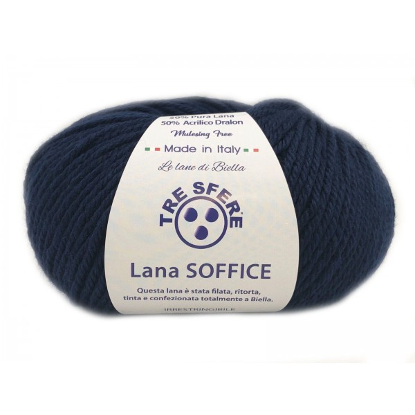 Gomitolo Lana Soffice Tre Sfere 50% Lana 50% Dralon +- 125 mt. ferri o unc. 4/5