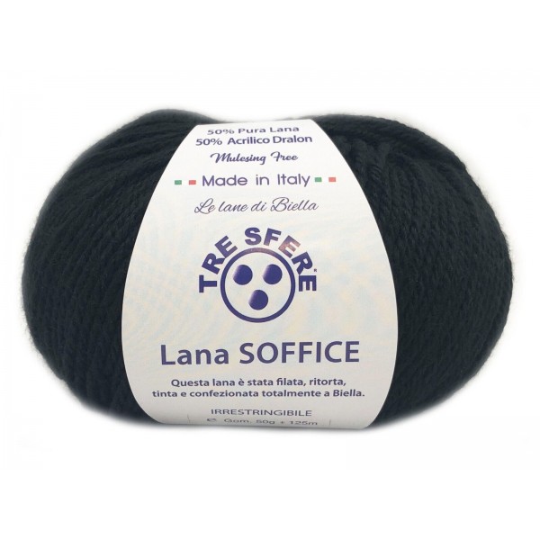 Gomitolo Lana Soffice Tre Sfere 50% Lana 50% Dralon +- 125 mt. ferri o unc. 4/5
