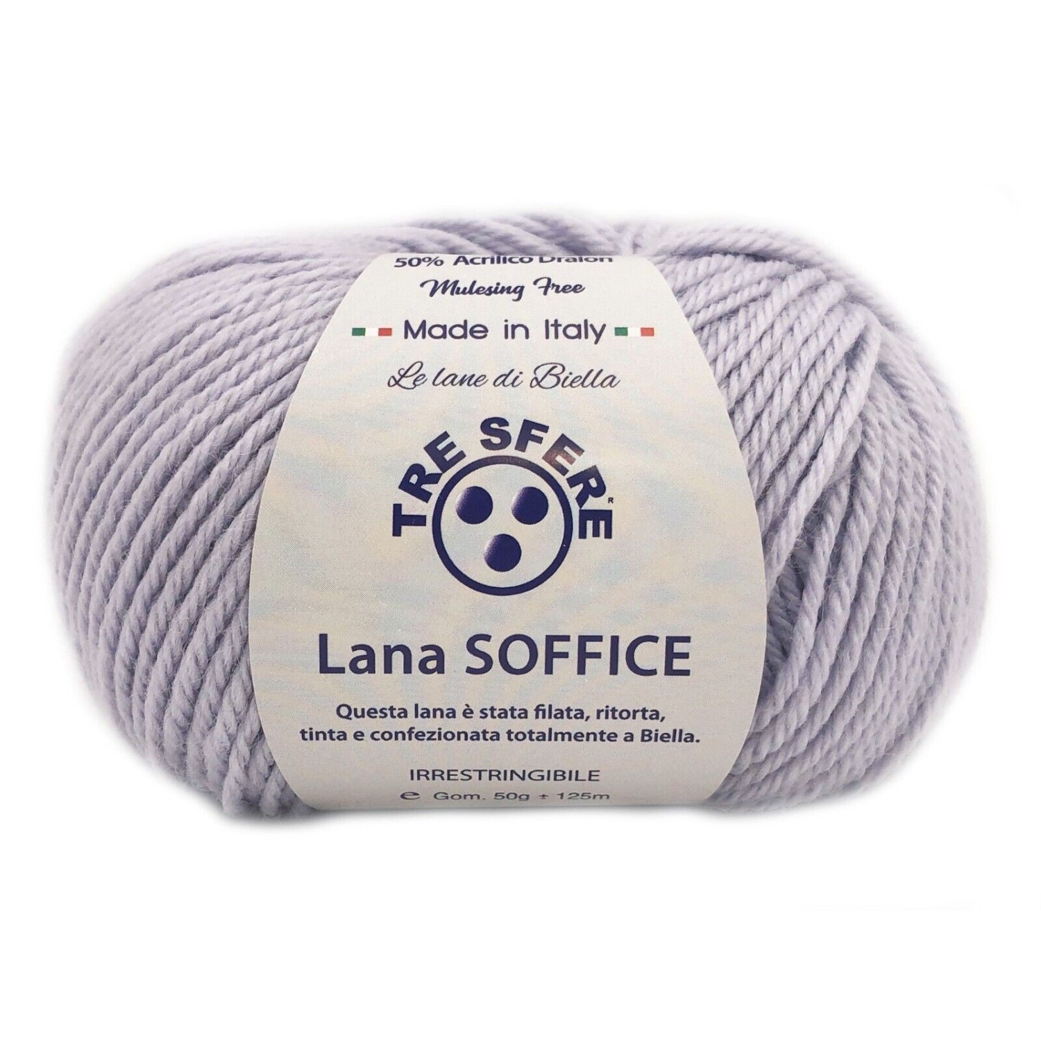 Gomitolo Lana Soffice Tre Sfere 50% Lana 50% Dralon +- 125 mt. ferri o unc. 4/5