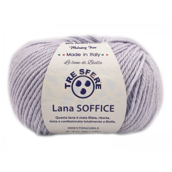 Gomitolo Lana Soffice Tre Sfere 50% Lana 50% Dralon +- 125 mt. ferri o unc. 4/5
