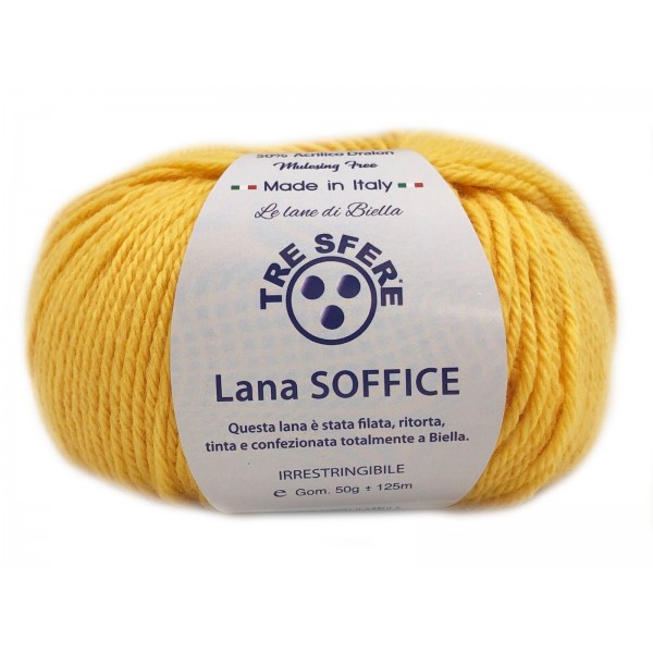 Gomitolo Lana Soffice Tre Sfere 50% Lana 50% Dralon +- 125 mt. ferri o unc. 4/5