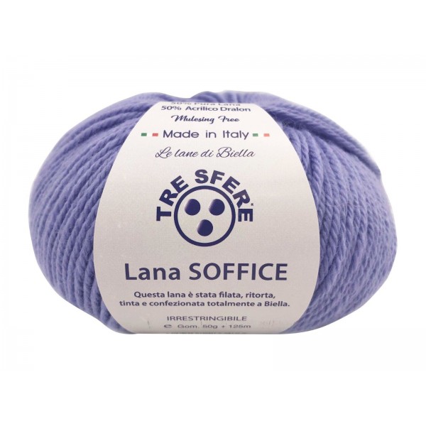 Gomitolo Lana Soffice Tre Sfere 50% Lana 50% Dralon +- 125 mt. ferri o unc. 4/5