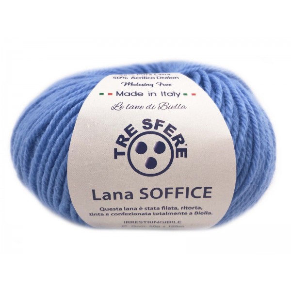 Gomitolo Lana Soffice Tre Sfere 50% Lana 50% Dralon +- 125 mt. ferri o unc. 4/5