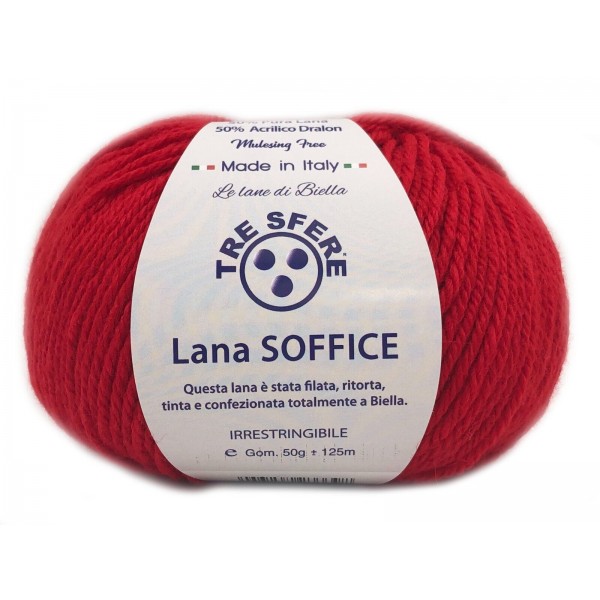 Gomitolo Lana Soffice Tre Sfere 50% Lana 50% Dralon +- 125 mt. ferri o unc. 4/5