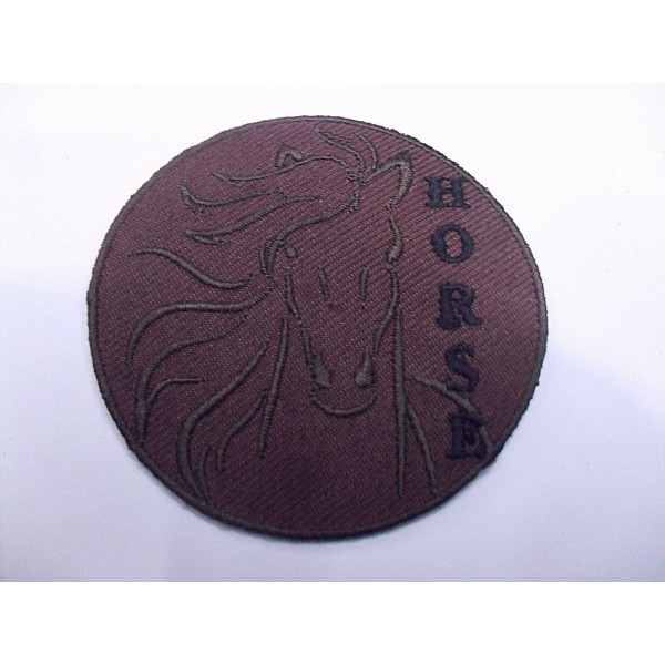 TOPPA PATCH TONDA RICAMO SU TESSUTO. "HORSE" TERMO O CUCIRE DIAMETRO 6,1 CM.