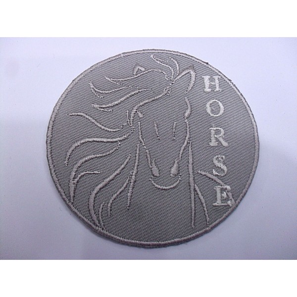 TOPPA PATCH TONDA RICAMO SU TESSUTO. "HORSE" TERMO O CUCIRE DIAMETRO 6,1 CM.