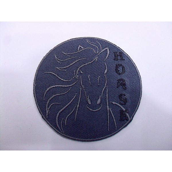 TOPPA PATCH TONDA RICAMO SU TESSUTO. "HORSE" TERMO O CUCIRE DIAMETRO 6,1 CM.
